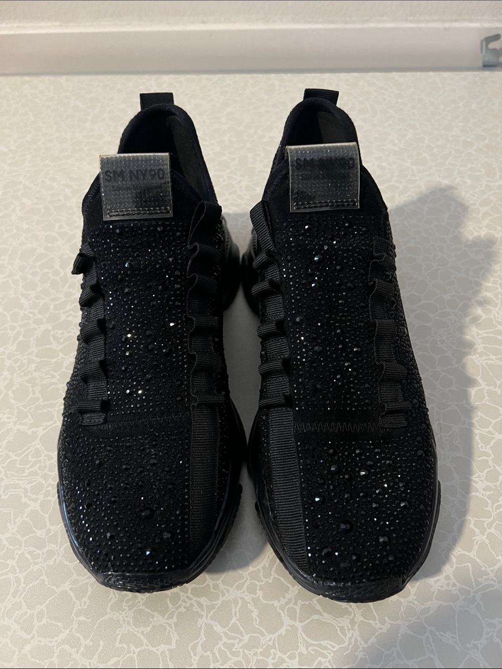 Steve Madden Black and Embellished Slip-On Sneakers